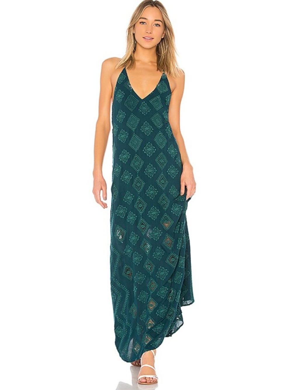 Mia Marcelle Shay Maxi Dress in Teal open back Sz M NWT